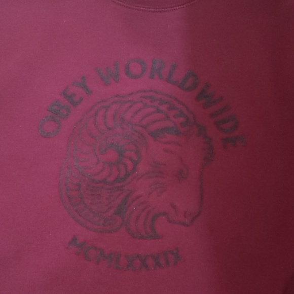Obey Crewneck Sweatshirt in Maroon - Picture 2 of 4